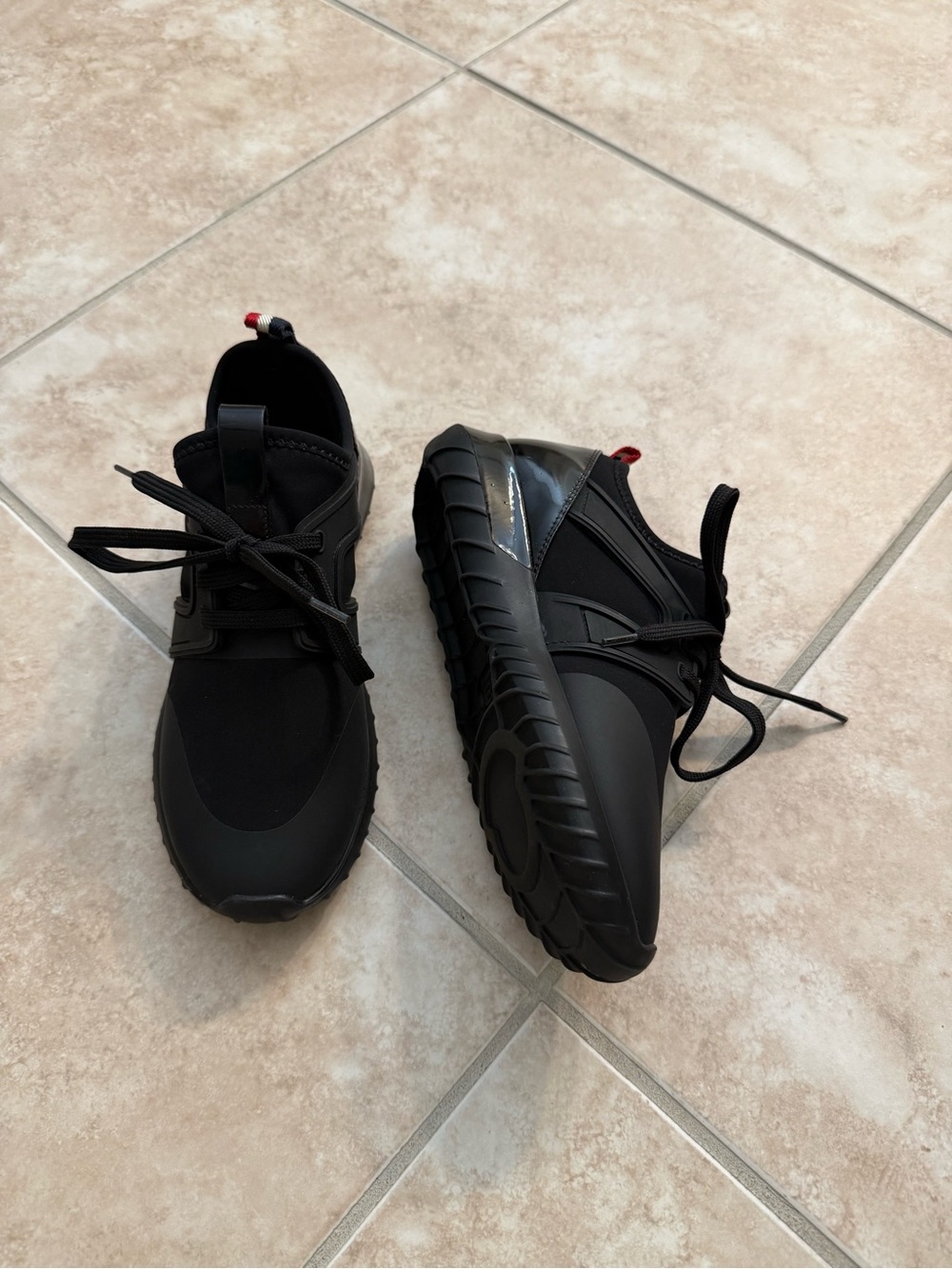 Moncler Black Low-Top Athletic Sneakers with Heel Pull